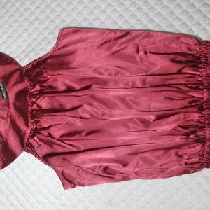 Guess burgundy silk boat neck top
